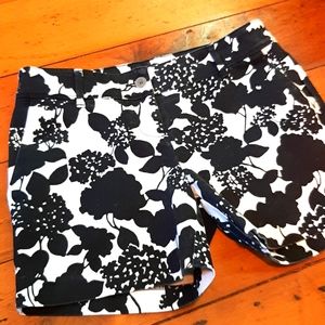 The Limited black and white floral shorts.